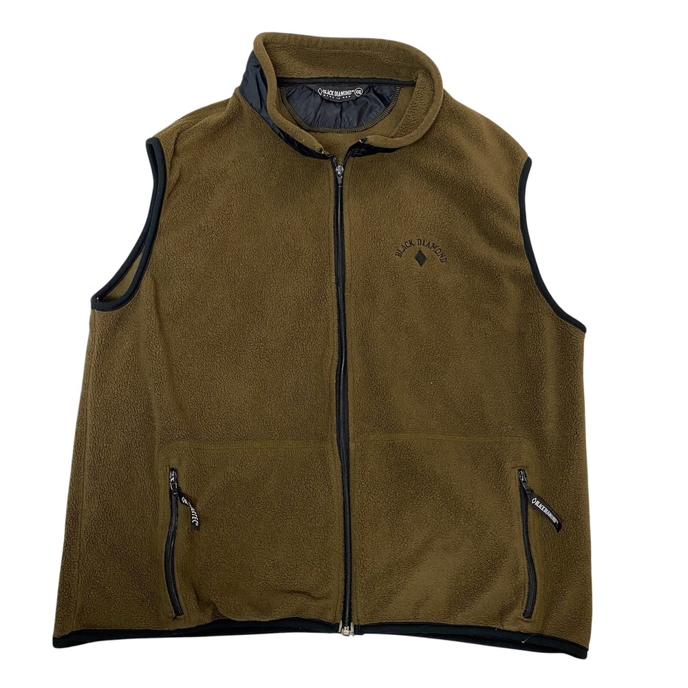 Black‎ Diamond Fleece Vest Mens XXL Brown Full Zip USA Made Outdoor